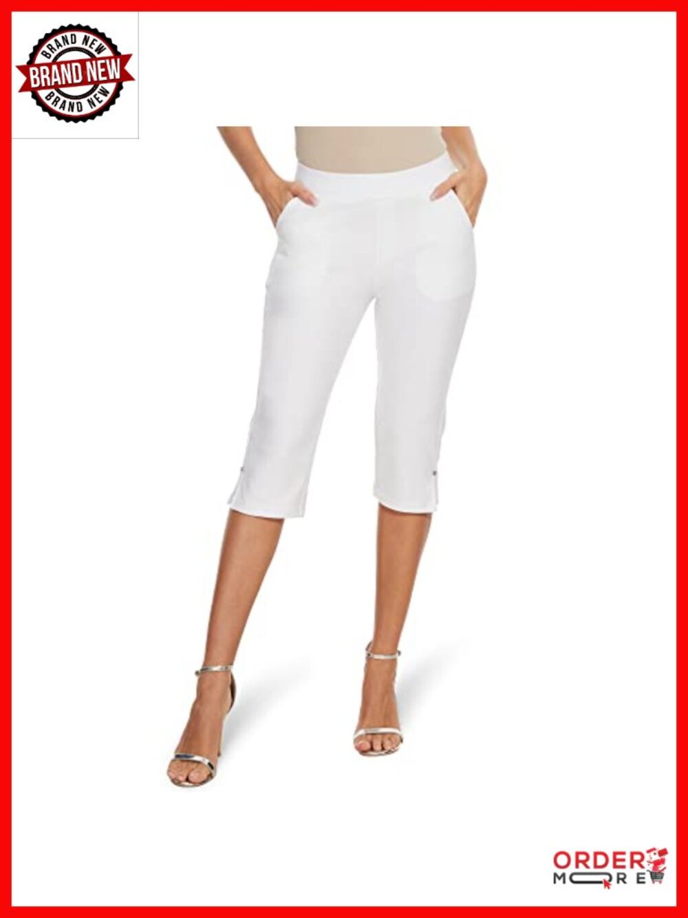 Women's Capri Pants Tummy Control Leggings with Pockets High Rise